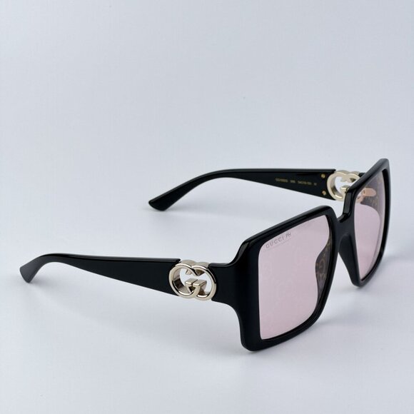Gucci GG1692S 006 BRAND NEW Sunglasses Black Pink Mirror Logo Women Square main image 4